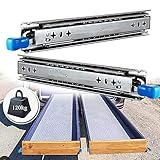 YONIISEA Teleskopschienen Schwerlast 1200mm, Vollauszug Schwerlastauszug ​mit Verriegelung, ​Seitlich Montiert de Schubladenauszüge KugelfüHrung für Campingfahrzeuge/Transporter/LKW-Schubladen
