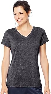 Hanes Women's Sport Performance V-Neck Tee, Ebony Heather, XX-Large