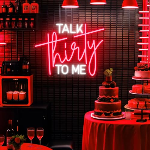 Image of Talk Thirty To Me Neon Sign,30th Birthday Decorations,30th Birthday Decorations 30th Birthday Neon Signs Thirty Birthday Gifts For Him Her USB Neon Sign for Birthday Anniversary