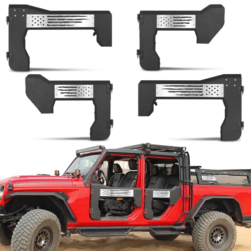 MONOKING for Jeep Front & Rear Half Door for 2018-2026 Wrangler JL Unlimited 4-Door & 2020-2026 Gladiator JT E-Coat Textured Black Finish Jeep Door DIY Stars Pattern Off Road Jeep Doors for Adventure