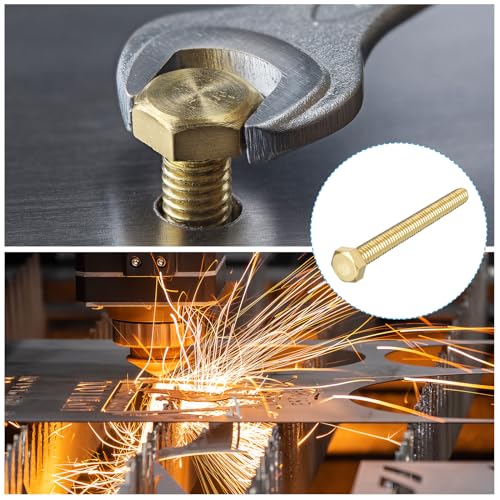Image of METALLIXITY Hex Head Screw Bolt (5 /16-18x3 inch) 2Pcs, Brass Fully Threaded Solid Brass Hex Bolts Machine Screws - for Machinery Repair