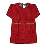 ☆ Ｓ サイズ ☆【 上質 な 日本 製 】【 老舗 の 定番 】 かわいい 小猫 柄 の おしゃれ 割烹着 （ スモック ・ かっぽう着) (赤)