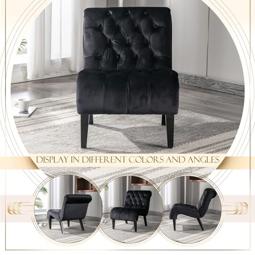 Sillón lounge terciopelo negro clásico miniatura 6