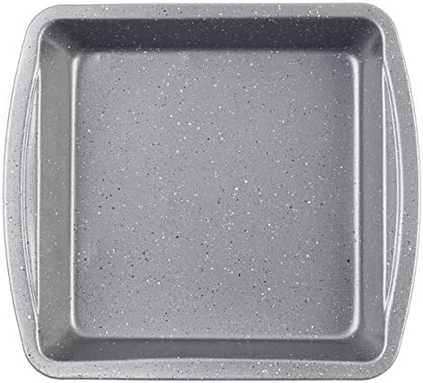 Progress BW08281EU Square Oven Pan, Non-Stick Roasting Tin, 26 cm, Metallic Marble Coated Carbon Steel, for Baking & Roasting Meat/Vegetables