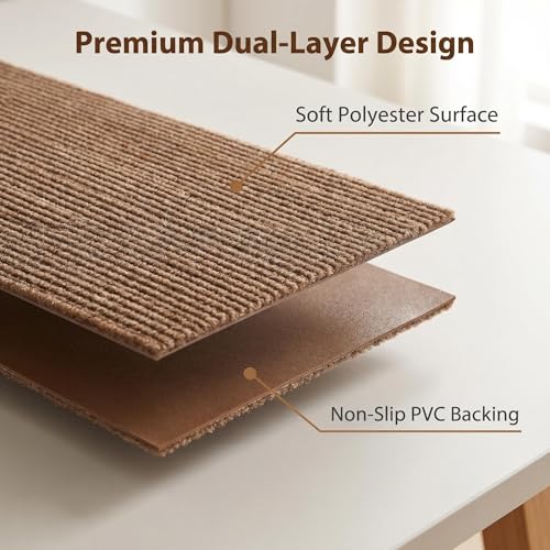 15 Pack Stair Treads for Wooden Steps Carpet Mat Runner Rug Non Slip for Outdoor Indoor Dog(30inX8in) (Brown) — view 6
