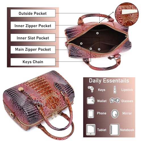Image of Makcr Joacbv Top-Handle Crocodile Purses For Women Crossbody Leather Bags Trendy Large Capacity Tote with Shoulder Strap