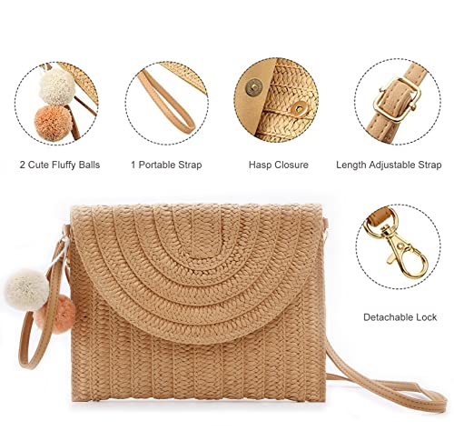 Aphoraeny Straw Purse Crossbody Bags for Women Clutch Bag Straw Beach Bag Summer Handbag Envelope Wallet3