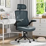 CYKOV Ergonomic Office Chair with Adjustable Headrest & Lumbar Support - High Back Desk Chair with Flip-Up Arms, 360 Swivel Executive Computer Task Chair