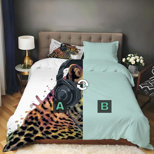 Housse de couette 220x240cm fermeture zippée lavable en machine 3D - 3
