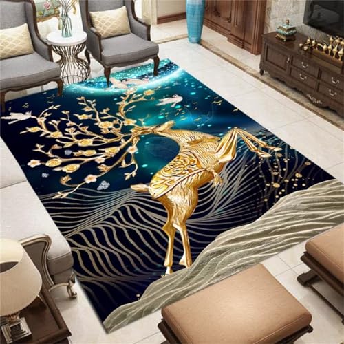 Tapis chambre ado antidérapant et lavable bleu de 80x160cm - 2