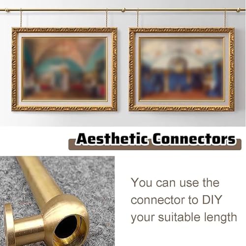 Soporte de latón macizo para cuadros con cadena dorada regulable de 60cm 7