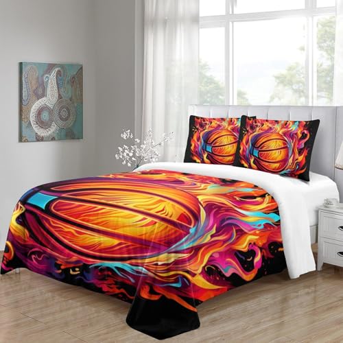 Housse de couette basketball 3D imprimée avec fermeture éclair king size en microfibre solide - 5