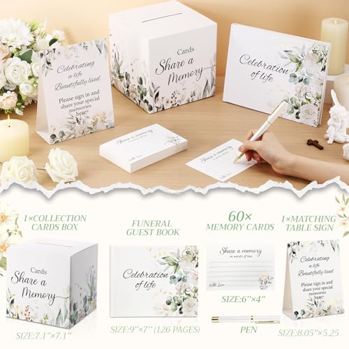 Libro de invitados para funeral Epakh con caja de tarjetas y bolígrafo 3