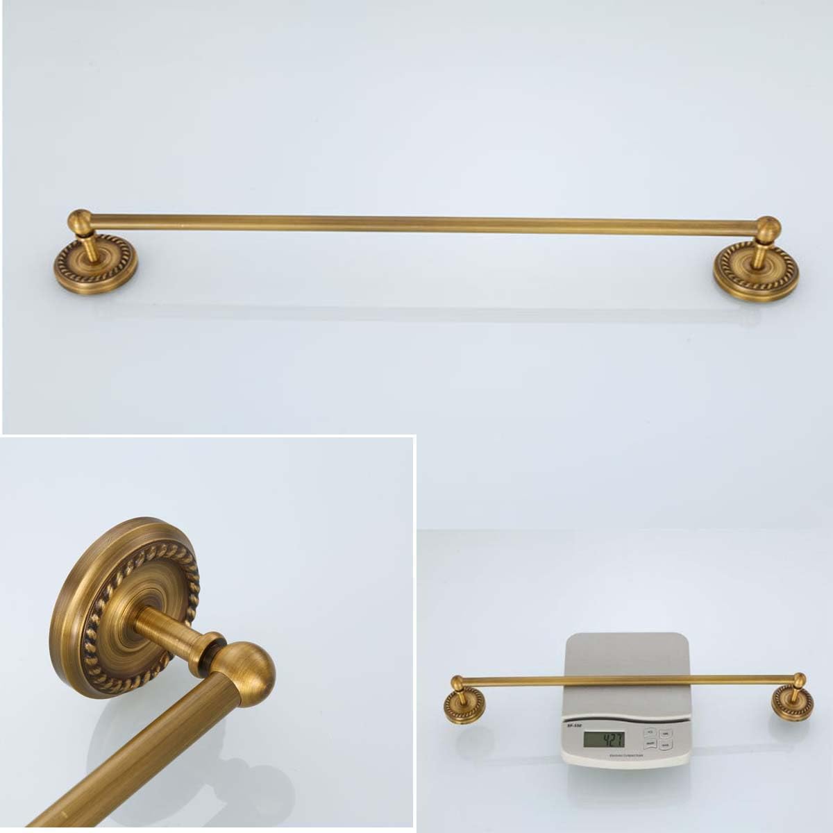 Barra portasciugamani da parete vintage con dettagli intrecciati in oro spazzolato, perfetto per asciugamani da bagno, accappatoi e asciugamani da cucina (40 cm)