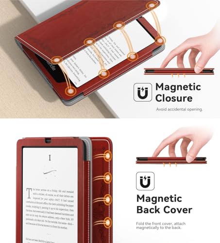 Image of MoKo Case for 7 inch /6.8 inch Kindle Paperwhite(12th /11th Gen-2024 /2021) & Colorsoft Signature Edition,Slim PU Shell Cover Case with Auto-Wake /Sleep,Not for kobo Aura 2 /Remarkable, Vintage Style