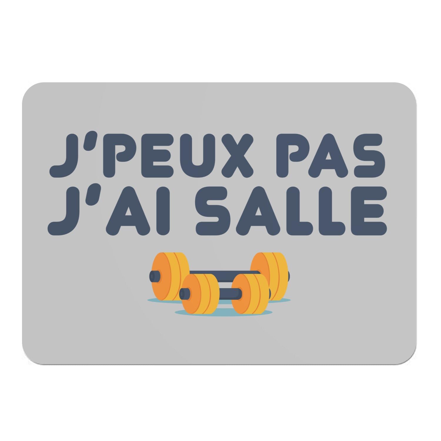 Sets de table en liège J'peux pas j'ai muscu napperons gris grand format x4