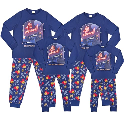 The Polar Express Christmas Family Pyjamas Mens Ladies Kids Xmas Train Nightwear (Polar Express Kids, 9-10 Years) Multicolour