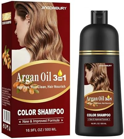 Blonde Brown Hair Dye 16.9 Fl Oz, Argan Oil Hair Shampoo, 3 in 1 Hair Dye Shampoo, Easy To Use, Semi-Permanent Hair Color Shampoo (Blonde Brown)