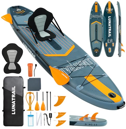 【11'×34'】 Extra Long/Extra Wide Premium Inflatable Stand Up Paddle Board (SUP) – Portable & Lightweight for Yoga, Surfing, Family Fun | Complete Kit with Paddle, Pump, Bag | Durable Design