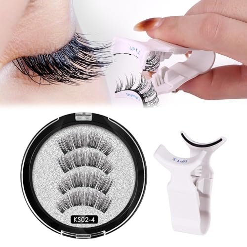 Kit de Pestañas Postizas Magneticas, Naturales Pestañas Postizas Magneticas,Pestañas Postizas Naturales,Pestañas Postizas 3D Reutilizables con Pinzas,Impermeable,Regalo de Mujer