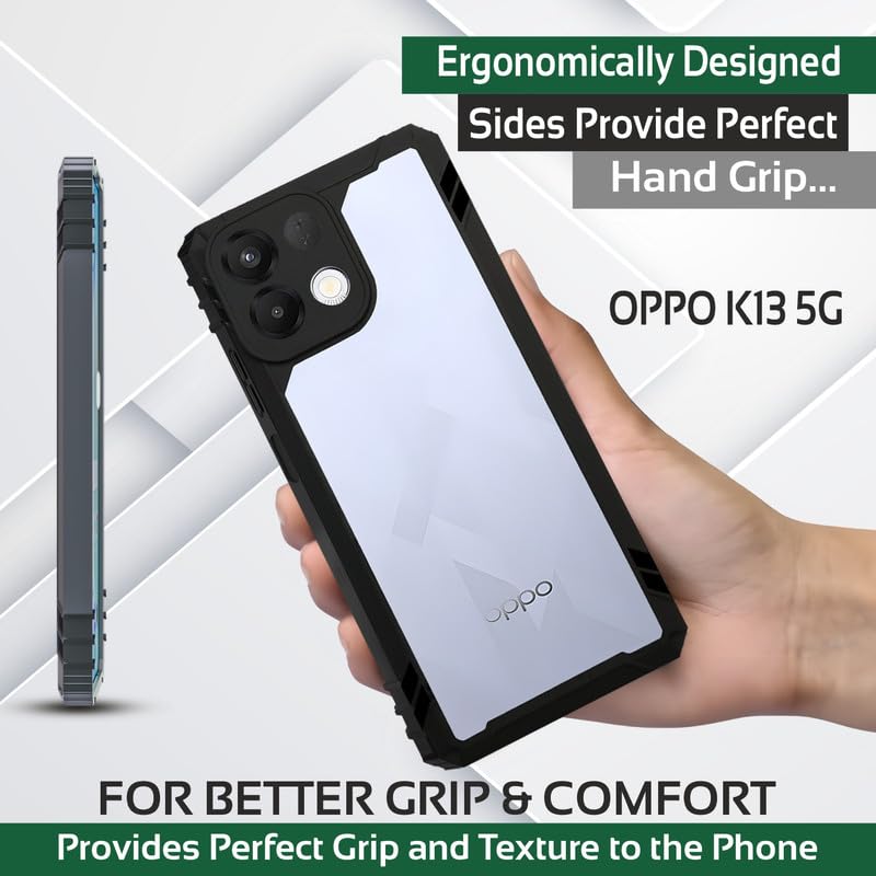 Image of AIBEX Crystal Clear Back Cover Case for Oppo K13 5G | Transparent 360 Protection | Shockproof Slim Design | Anti-Yellow PC & TPU Bumper Case