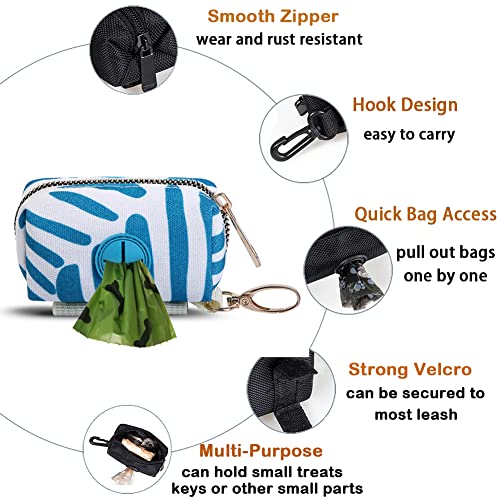 Image of Love Dream Dog Poop Bag Holder Leash Attachment, Pet Waste Bag Dispenser, Fits Any Dog Leash for Waiking Running and Hiking (Blue+Grey Stripe)