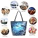 ZzWwR Fashion Extra Large Shoulder Tote Bag, 3d Beautiful Ocean Coral Fishes Dolphins Canvas Durable Daily Weekender Handle Bag Ideal for Gym Picnic Yoga Beach Travel Kitchen Market Grocery Shopping