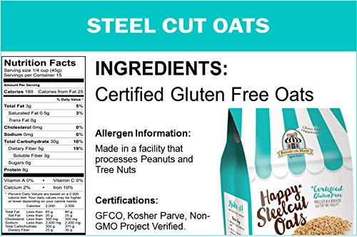 Bakery On Main Steel Cut Oats - Gluten Free, Non-GMO Project Verified, Purity Protocol, Kosher, Resealable Bag, 24oz (Pack of 4)