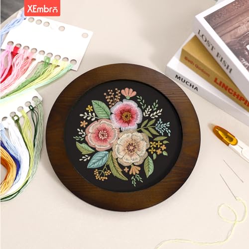 XEmbro 8 Inch Wood Embroidery Hoop Frame, Embroidery Frame, Round Wood Embroidery Display Frame with 8 Inch Embroidery Hoop for Finished Cross Stitch Hoop Frame or DIY Art Craft Sewing Ornaments by XEmbro - Image 3