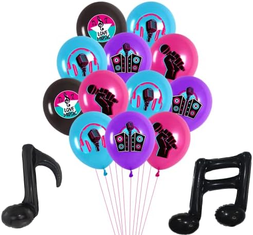 50pcs Music Style Birthday Party Decorations, Party Decorations Balloons for Boys and Girls Music Notation Foil Balloons Disco Balloons Black Purple Colorful Latex Balloon Party Decorations
