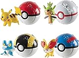 4PCS-Collection Pocket Monster Action Figure for Children's Toy Set,Battle Action Figures with Pokeball Ball Pack