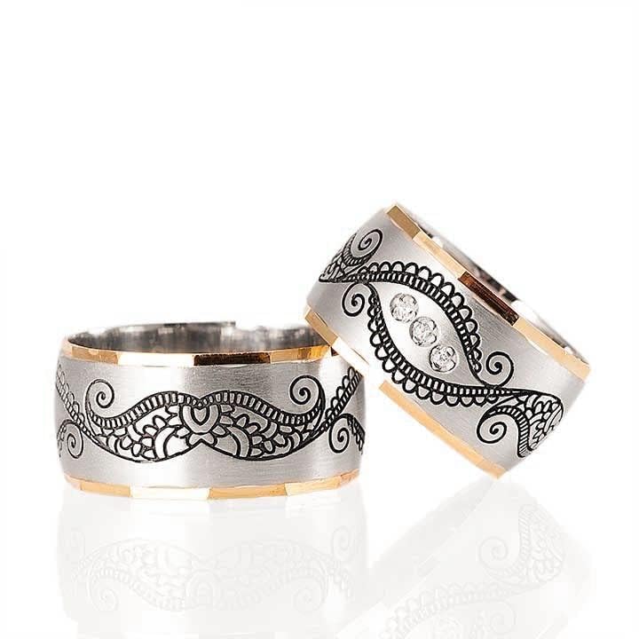 Silber Ehering Sets 925 Sterling Silber Paar Ehering Set Personalisiert Mann und Frau Silber Ehering Set