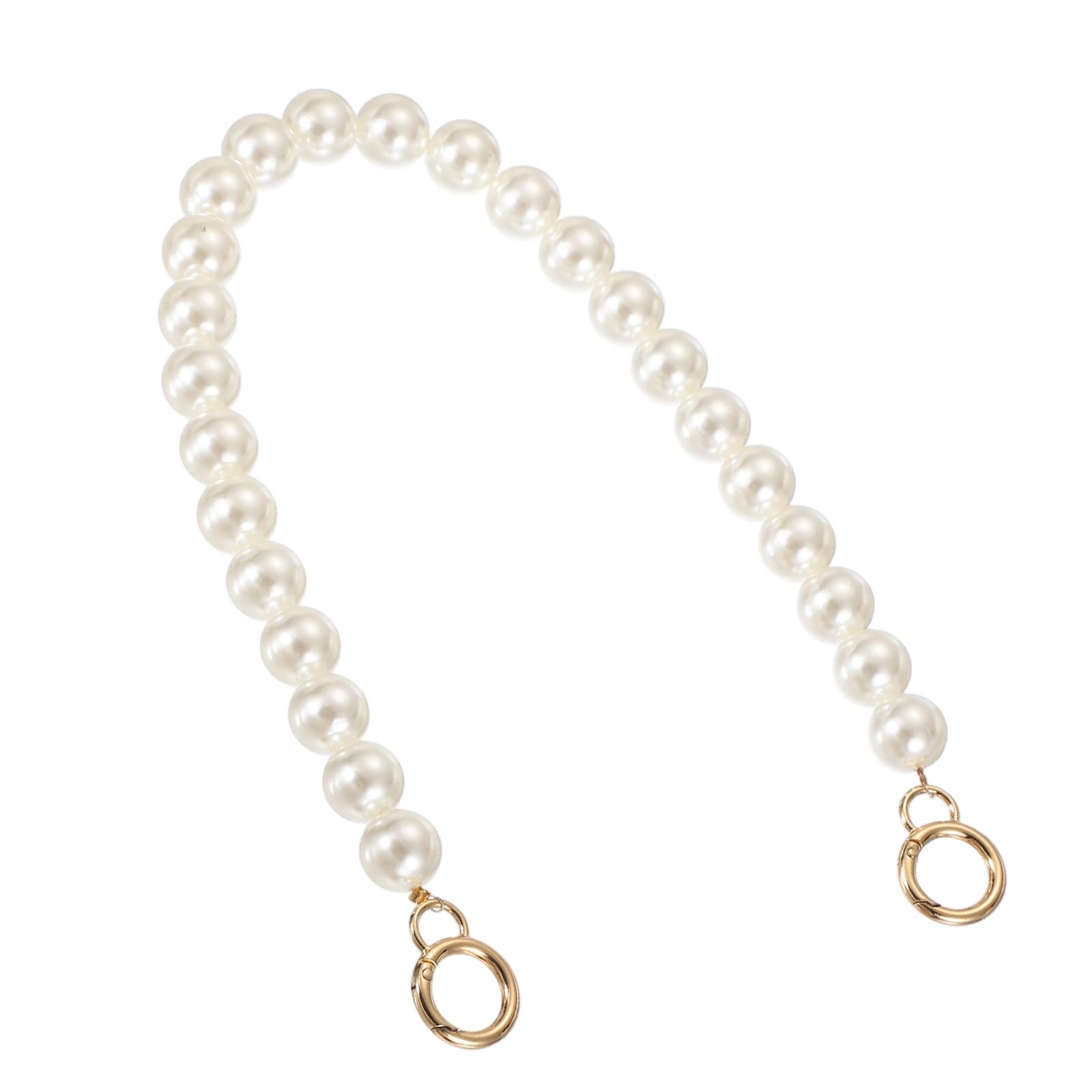 sourcing map Imitation Pearl Purse Strap, 20" Pearl Crossbody Chain Strap with Spring Buckle Handbag Purse Chain Replacement Beaded Strap for DIY Handbag Hang Bag Accessories, 18mm Gold