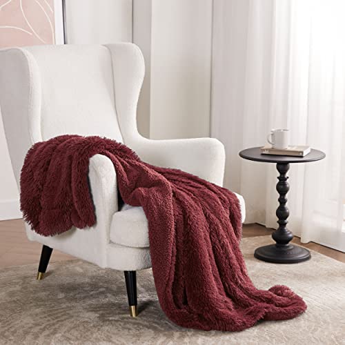 Bedsure Faux Fur Red Throw Blanket Burgundy – Fuzzy, Fluffy, And Shaggy Gift Blankets, Soft And Thick Sherpa, Cozy Warm Decorative Gift, Throw Blankets For Couch, Sofa, Bed, 50X60 Inches, 640 Gsm #TOP5