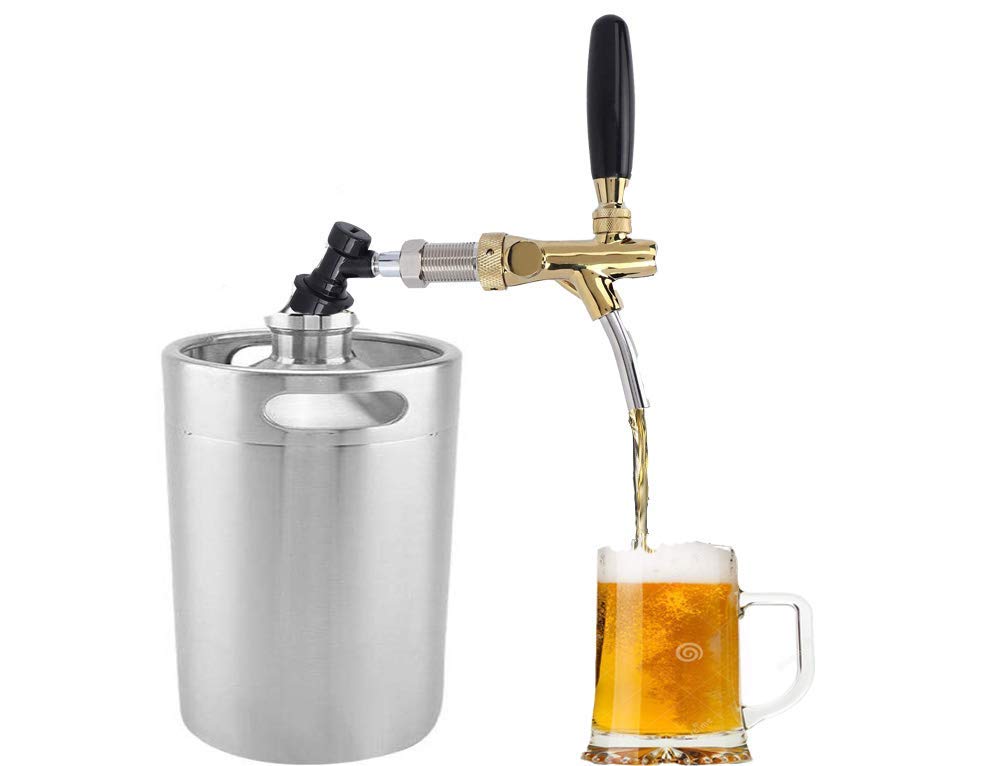 Bierfassspender Einstellbarer Bierhahn aus Edelstahl mit Kugelverschluss für Homebrew-Fassweingetränke