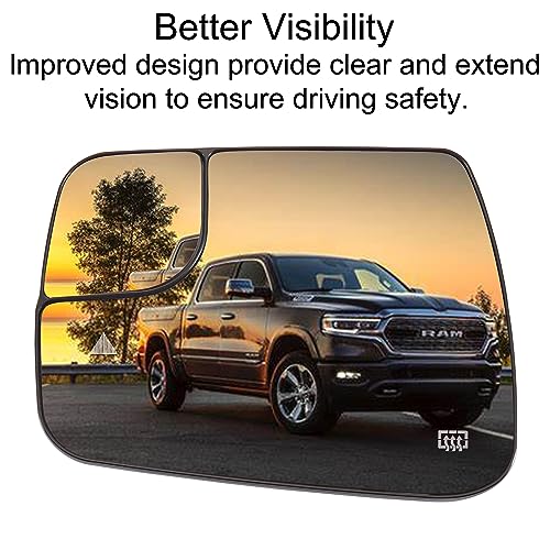 Driver Side Mirror Replacement for 2019-2025 Dodge Ram 1500 2500 with BSD Heated Left Side Mirror Glass Replacement w/o Auto Dimming by Tempsnow - Used condition - Image 7