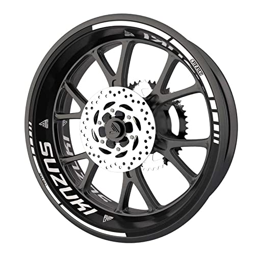 Pack complet de stickers Liserets de jantes pour moto Suzuki qualité Premium (2 roues) (Blanc)