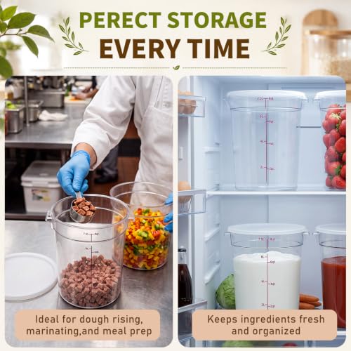 Image of Ziliny 1 Pcs 8 Qt Dough Proofing Container with Lid and Red Scale, White