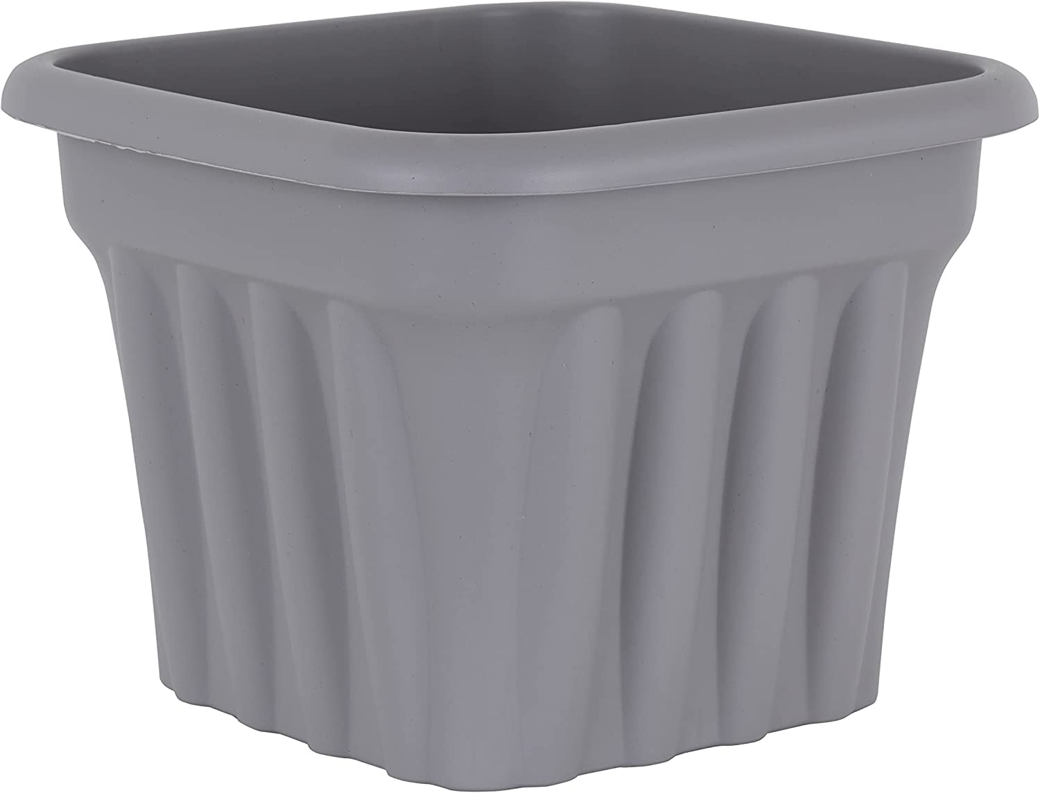 M1ss Grey 40Cm Traditional Square Planter Upcycled Plastic Weather Resistant Flower Pot Plant Pot Container Decorative Home Gardening Nursery Bonsai Aloe Herbs Orchid Seedlings Sapling Box Drainage Holes (Grey)