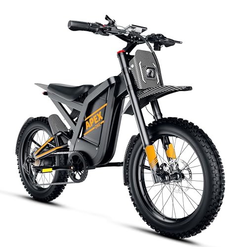 POWBEN APEX Electric Dirt Bike for Adults, 3000W Peak 40MPH Electric Motorcycle, 48V 32AH Battery, 80 Miles Long Range, 25x4.0'' Fat Tires,Dual Suspension & Hydraulic Brakes
