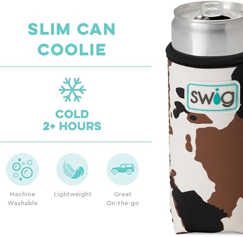 Miniatura 23 de Swig Life Skinny Can Coolie, soporte delgado de 12 onzas, enfriador de neopreno aislado con bolsillo, fundas para botellas de cerveza altas, All