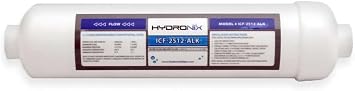 Hydronix Alkaline Remineralization & pH Balance Inline Water Filter ICF-2512-ALK | Fits Any Reverse Osmosis RO Drinking Water System, Under Sink, Ice Makers, 1/4" NPT Ports