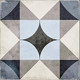 Dimensions: 20 x 20 cm Carrelage 20x20 Cm Aspect Carreaux De Ciment Vieilli Coloré - Palais Blue - Art Nouveau