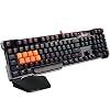 Bloody B720 Light Strike Optical Gaming Keyboard (Smooth/Linear) - Comfort Wrist pad - Faster Than Mechanical - 0.2ms Key Response Neon LED Backlit - Water Resistant [LK Black]