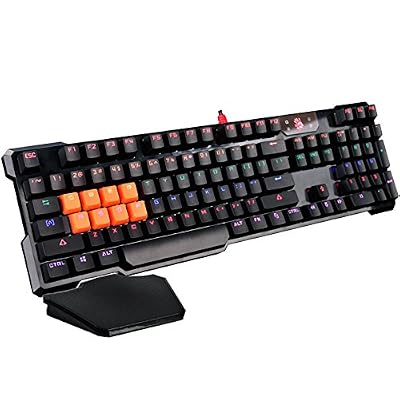 Bloody B720 Light Strike Optical Gaming Keyboard (Smooth/Linear) - Comfort Wrist pad - Faster Than Mechanical - 0.2ms Key Response Neon LED Backlit - Water Resistant [LK Black]