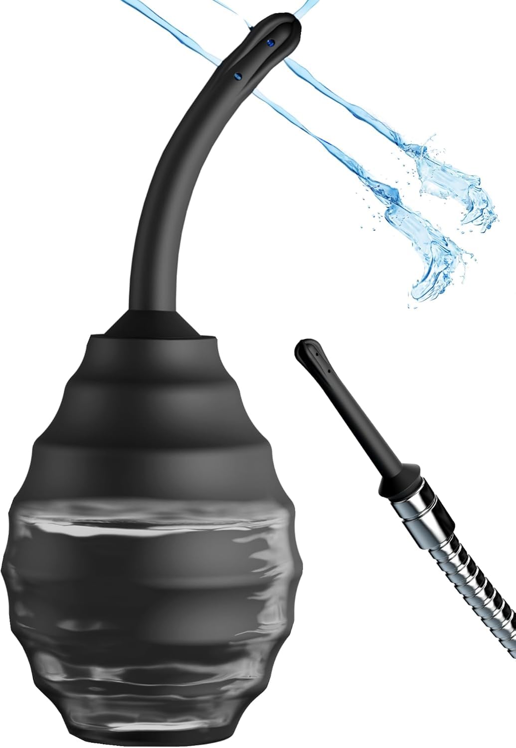 Enemas Anal Douche for Men Women - 9 Hole Anti Backflow Enema Bulb with Flexible Silicone Nozzle for