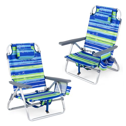 Image of Tangkula Set of 2 Backpack Beach Chair for Camping Beach Picnic