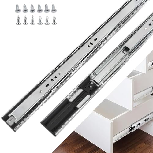 Ufaucet Soft Close Drawer Slides 16 Inch 6 Pairs,Side Mount Drawer Runners Glides Ball Bearing Full Extension Cabinet Drawer Slides Dresser Kitchen Wardrobe,12 14 16 18 Inch,3 Folds, 110LB