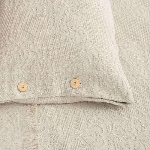 Buddemeyer Colcha Queen Medalhão 100% Algodão Bege