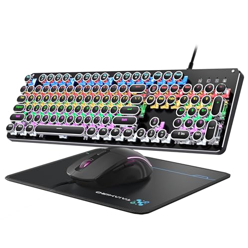 Clavier et souris mécanique en métal avec touches punk rétroéclairées RVB